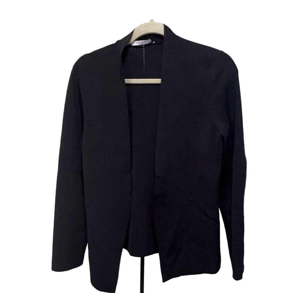 MM.LAFLEUR Women's Black Open Front Cardigan Sweater Size L Long Sleeve Stretch